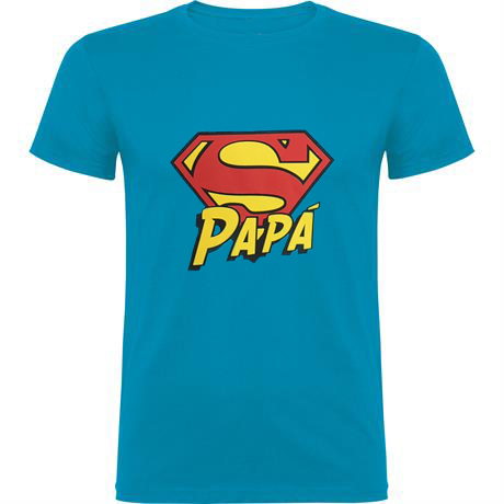 Camiseta Super Papa Azul Turquesa